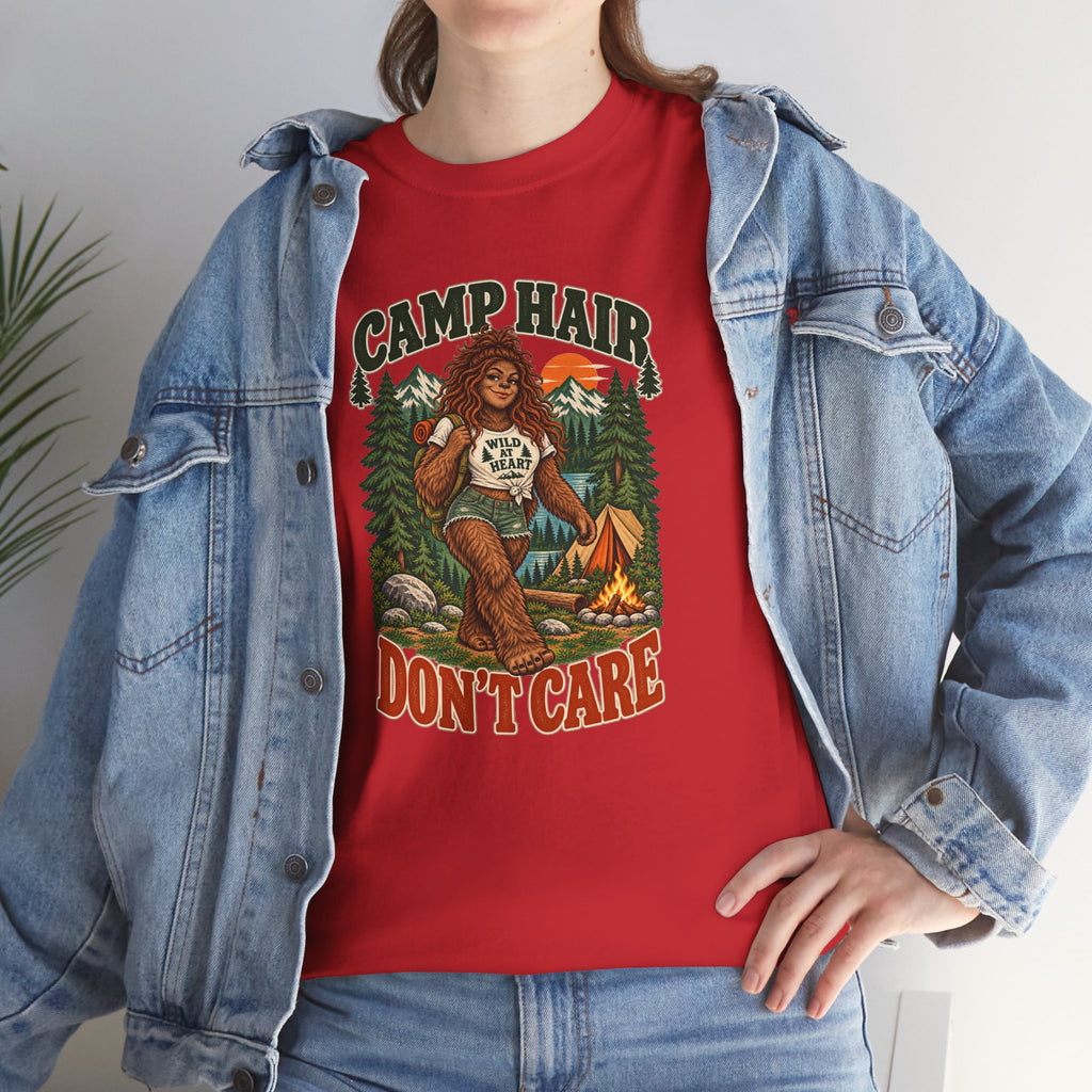 Camp Hair Don't Care T-Shirt — Retro Camping Graphic Tee