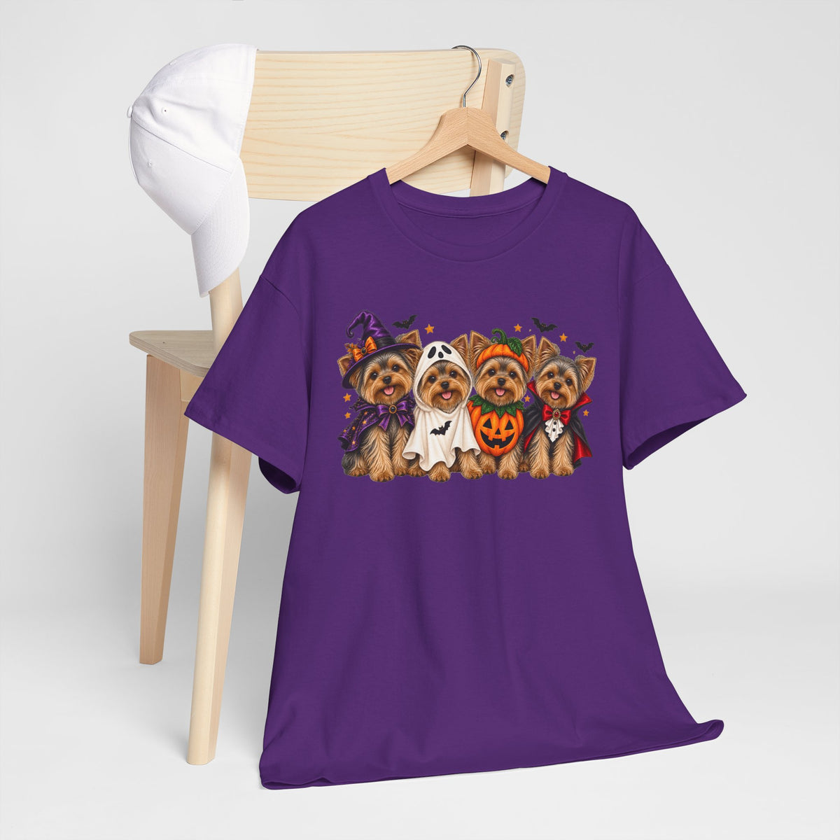 Halloween Yorkie T-Shirt — Cute Yorkies in Costumes (Pumpkin, Ghost, Witch, Vampire)