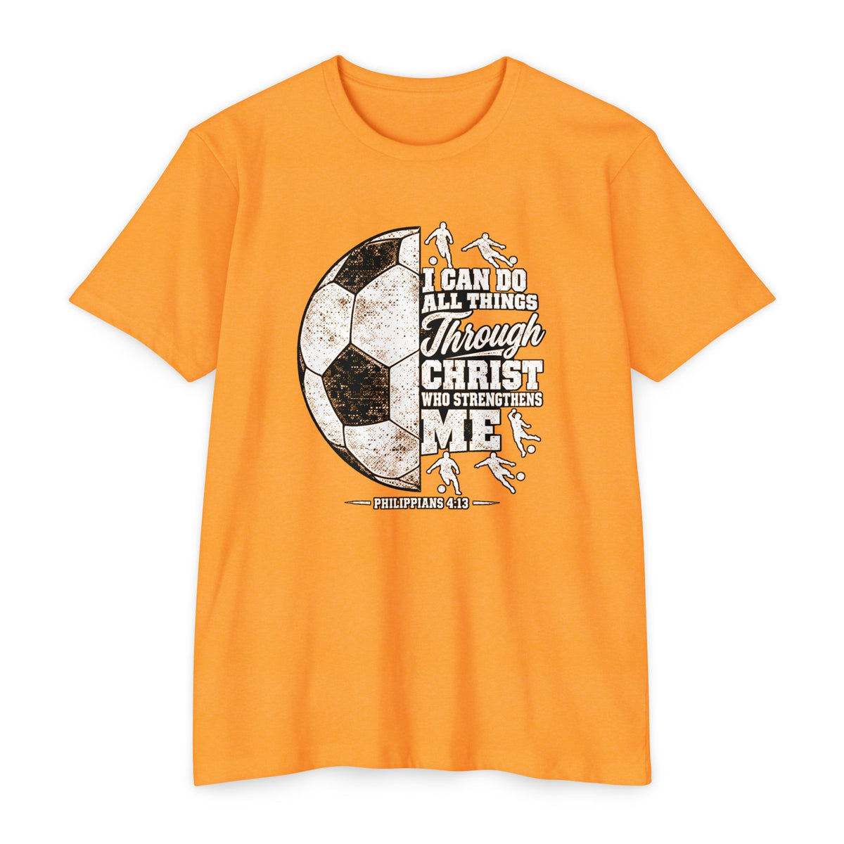 Christian Soccer T-Shirt — “I Can Do All Things Through Christ” Faith Soccer Tee