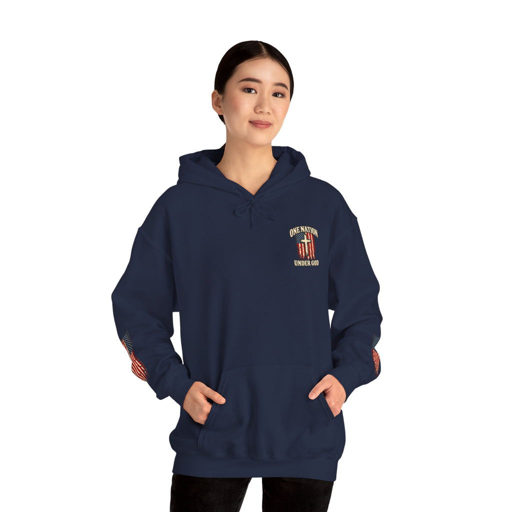 One Nation Under God Patriotic Cross Hoodie