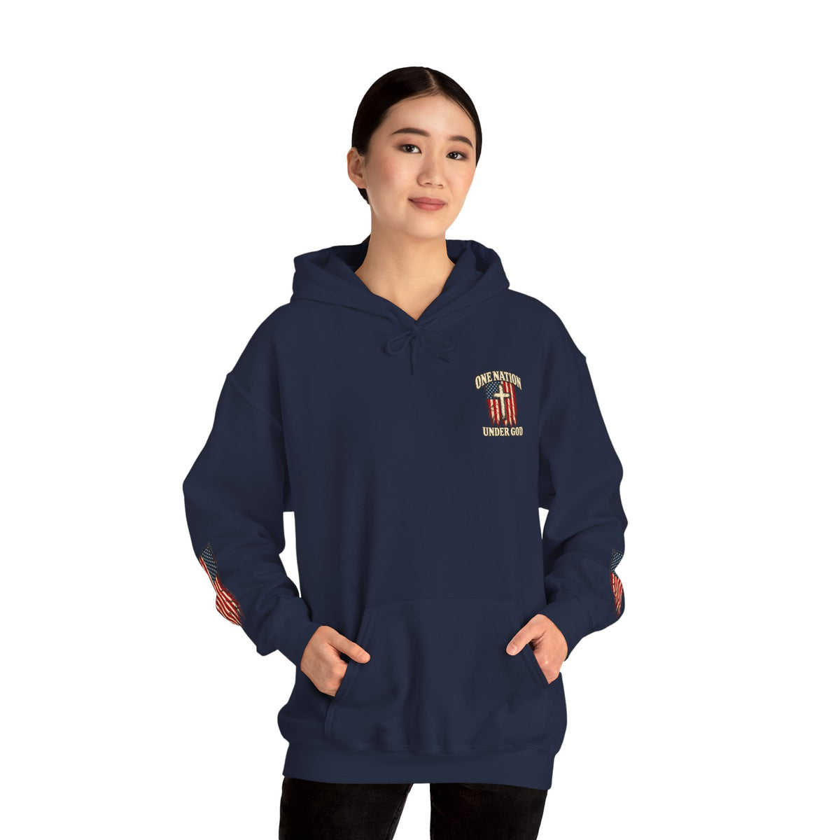 One Nation Under God Patriotic Cross Hoodie
