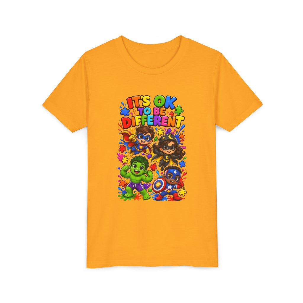 Kids T-Shirt — "It's OK to Be Different" Colorful Superhero Diversity Tee