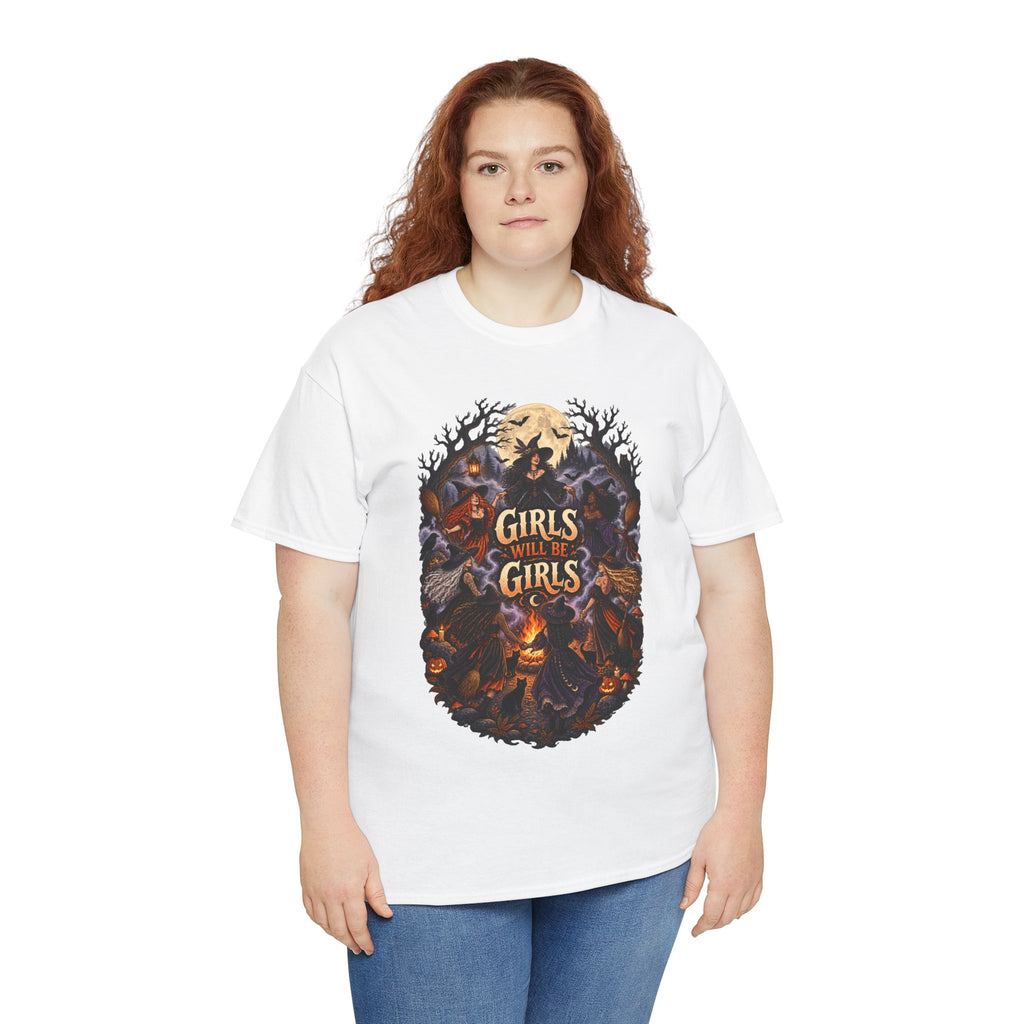 Girls Will Be Girls T-Shirt — Witchy Campfire Illustration Tee