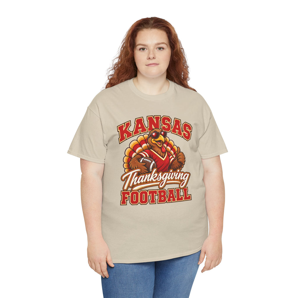 Kansas Thanksgiving Football T‑Shirt — Turkey Mascot Holiday Game Tee