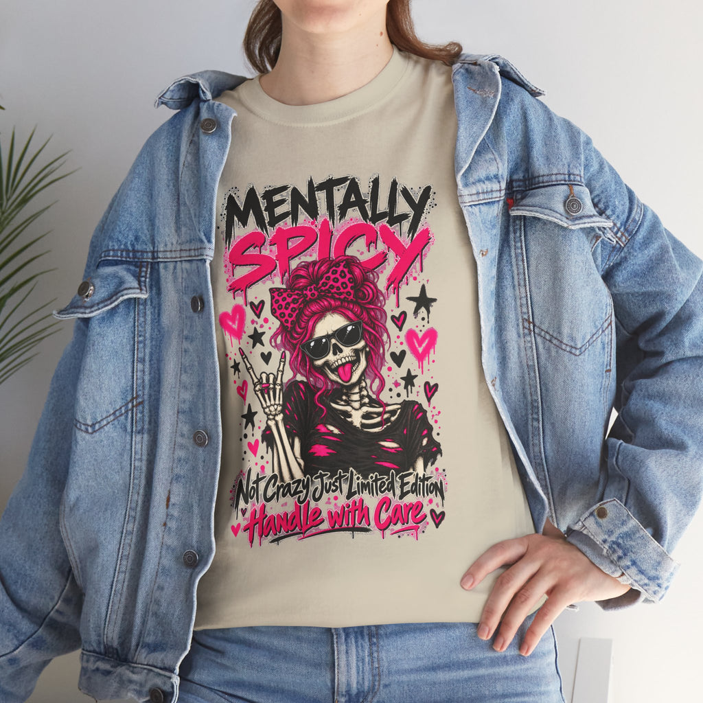 Mentally Spicy Skeleton Graphic T-Shirt