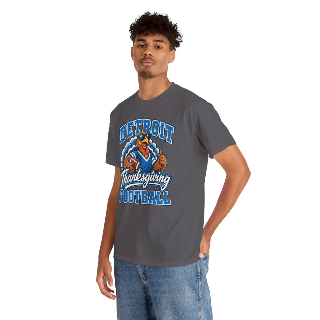 Detroit Thanksgiving Football Tee — Turkey Mascot Game Day Shirt