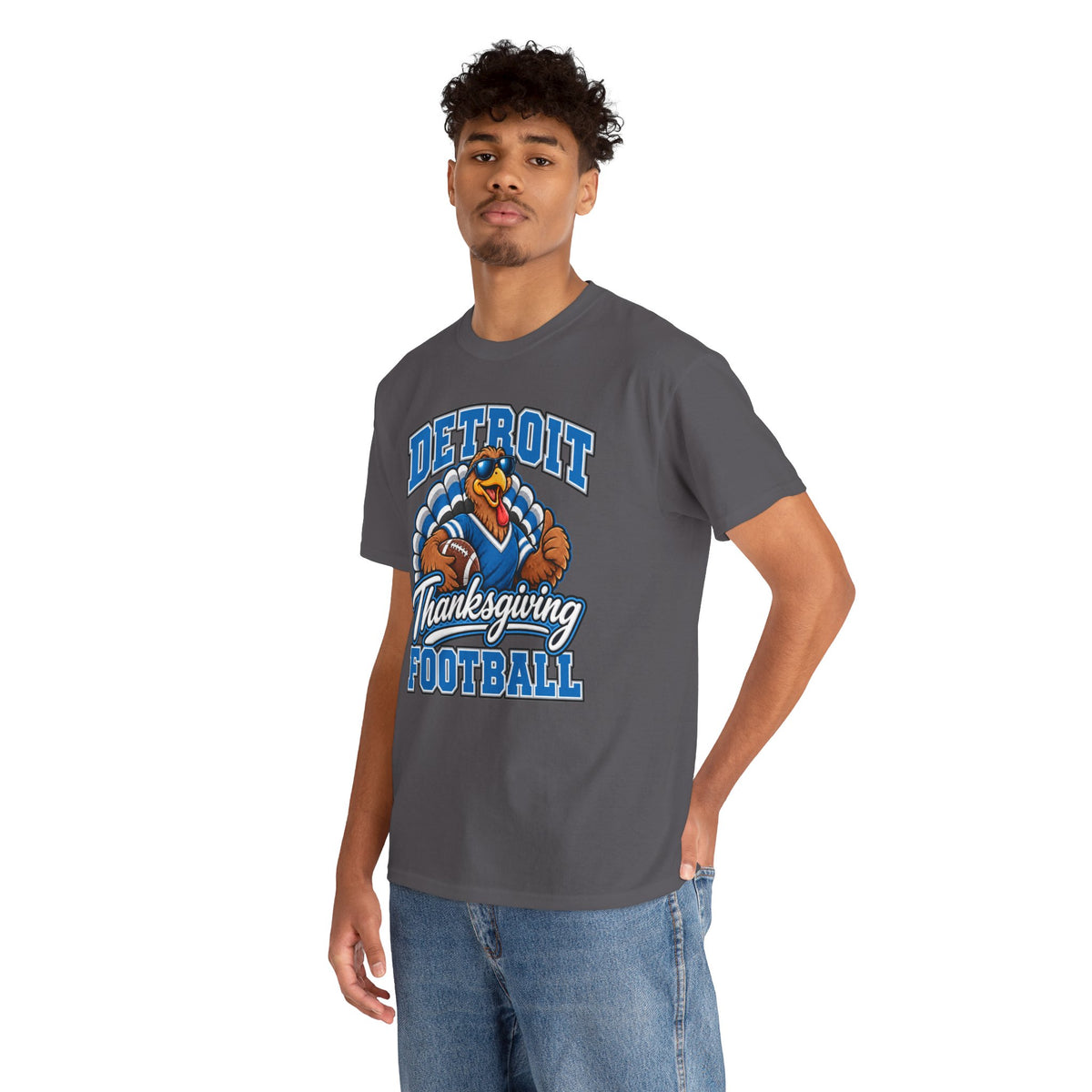 Detroit Thanksgiving Football Tee — Turkey Mascot Game Day Shirt