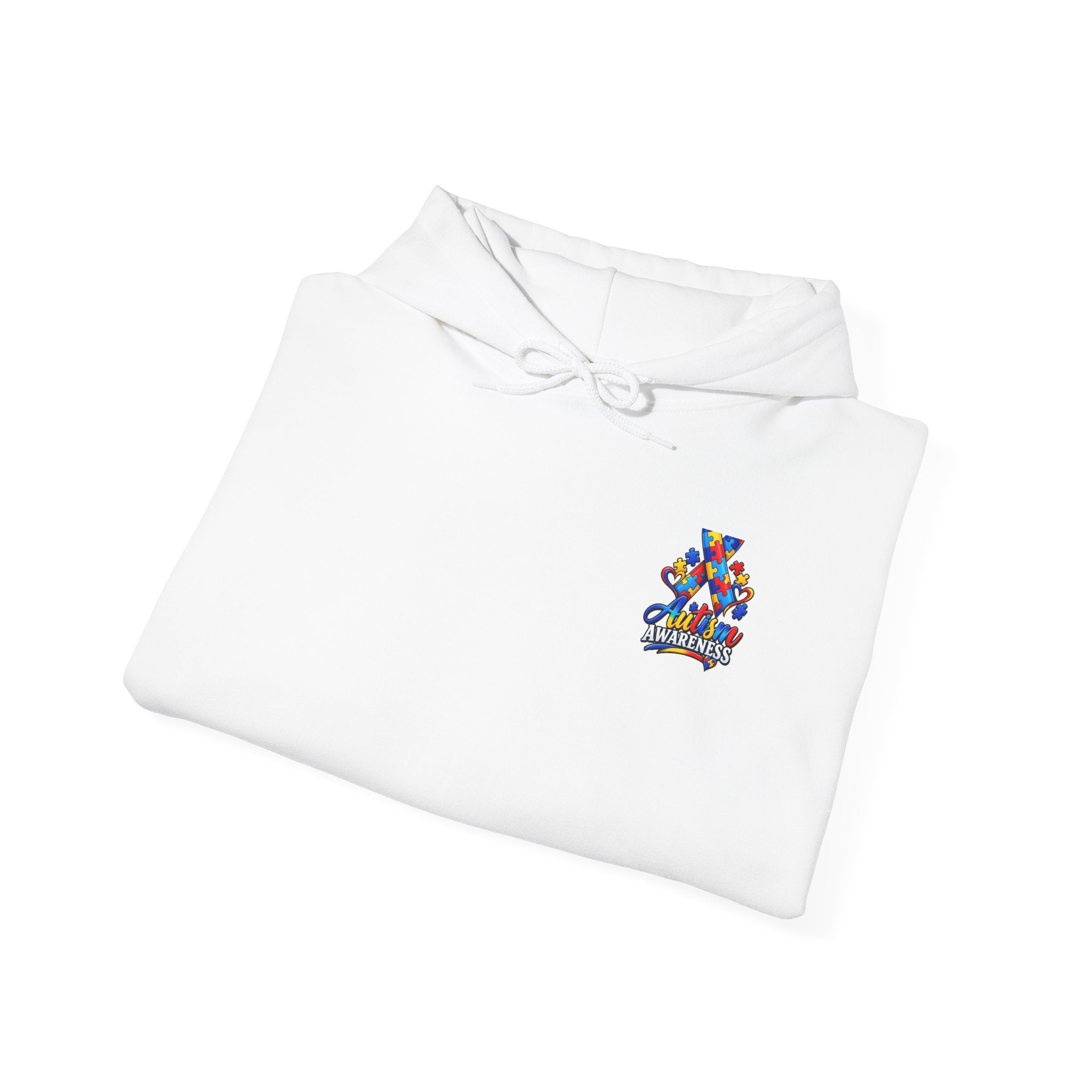 White Hoodie with Colorful 'Stand Tall' Floral Bear Chest Logo - Cozy Casual Pullover