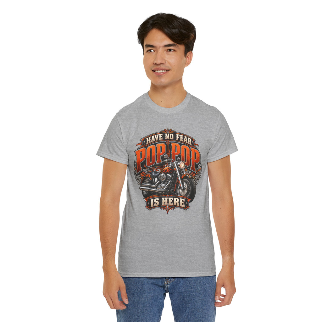 Pop Pop Is Here Motorcycle Dad T-Shirt