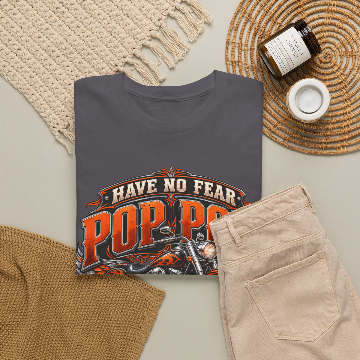 Pop Pop Is Here Motorcycle Dad T-Shirt