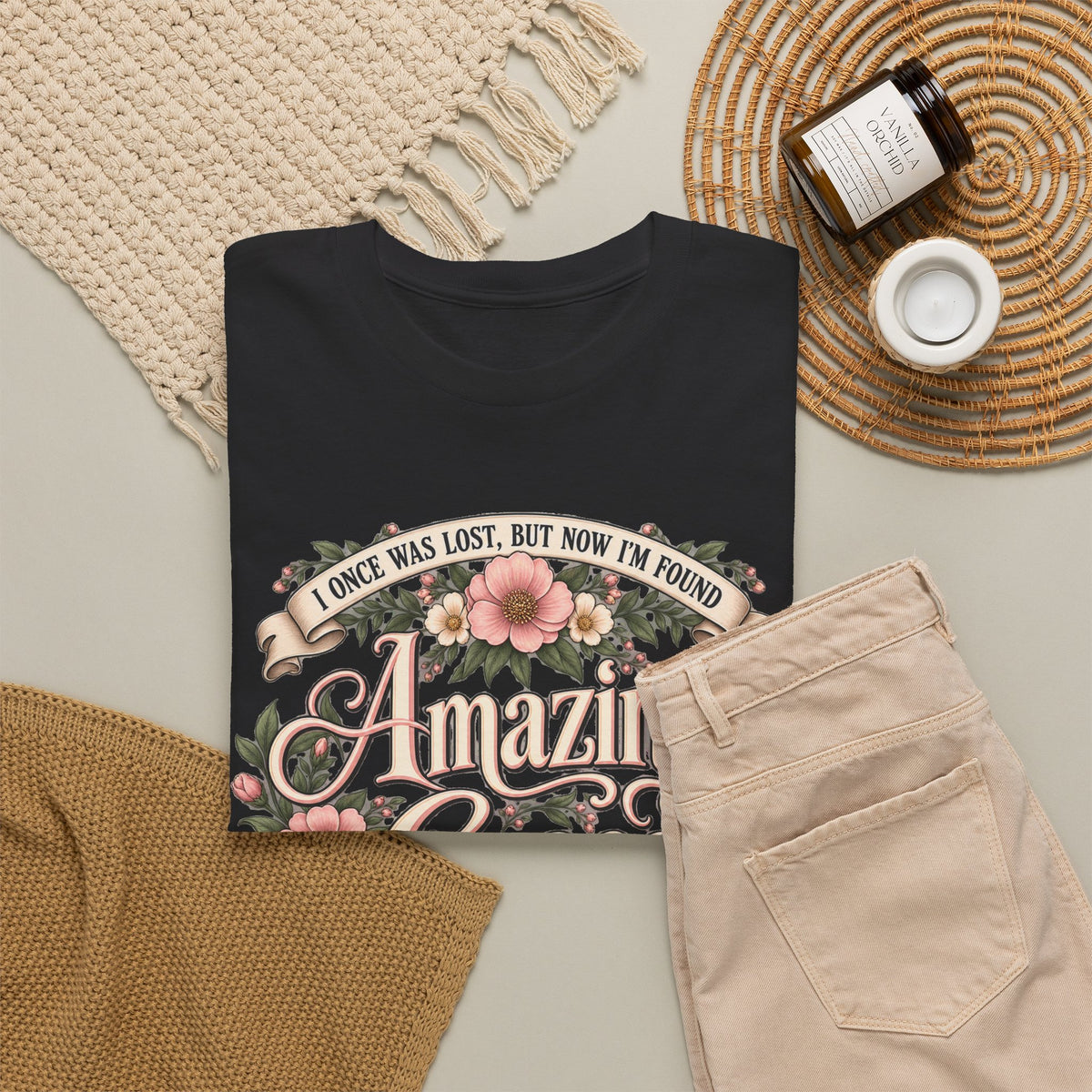 Amazing Grace Floral T-Shirt — Vintage Christian Faith Tee