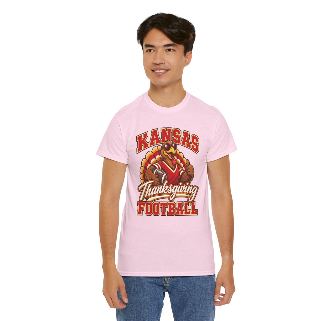 Kansas Thanksgiving Football T‑Shirt — Turkey Mascot Holiday Game Tee