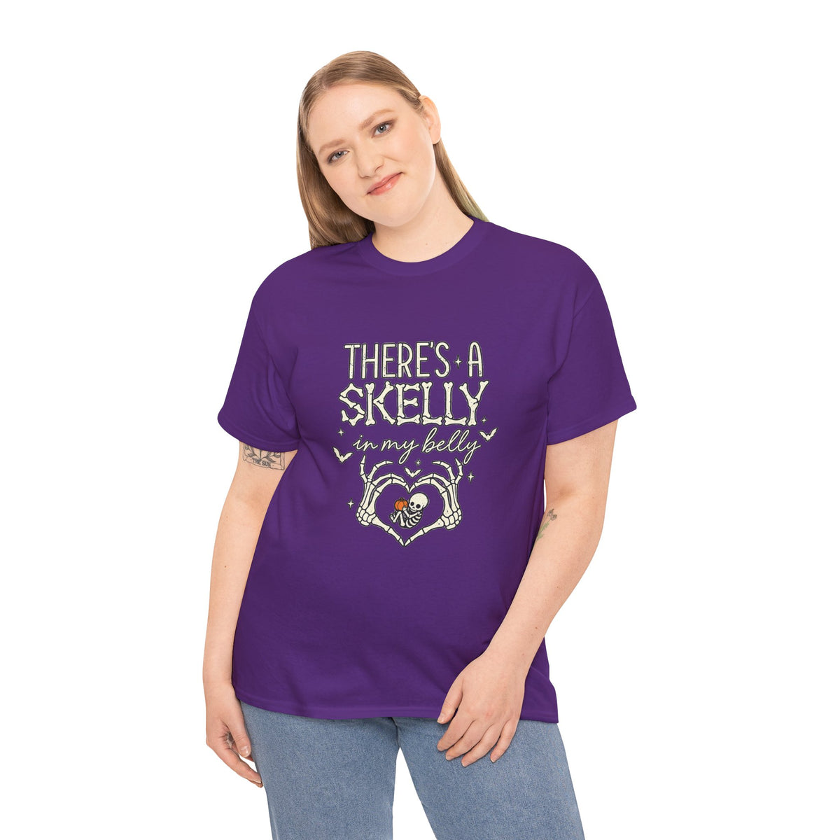 Skeleton Heart T‑Shirt — "There's a Skelly in My Belly" Cute Halloween Tee