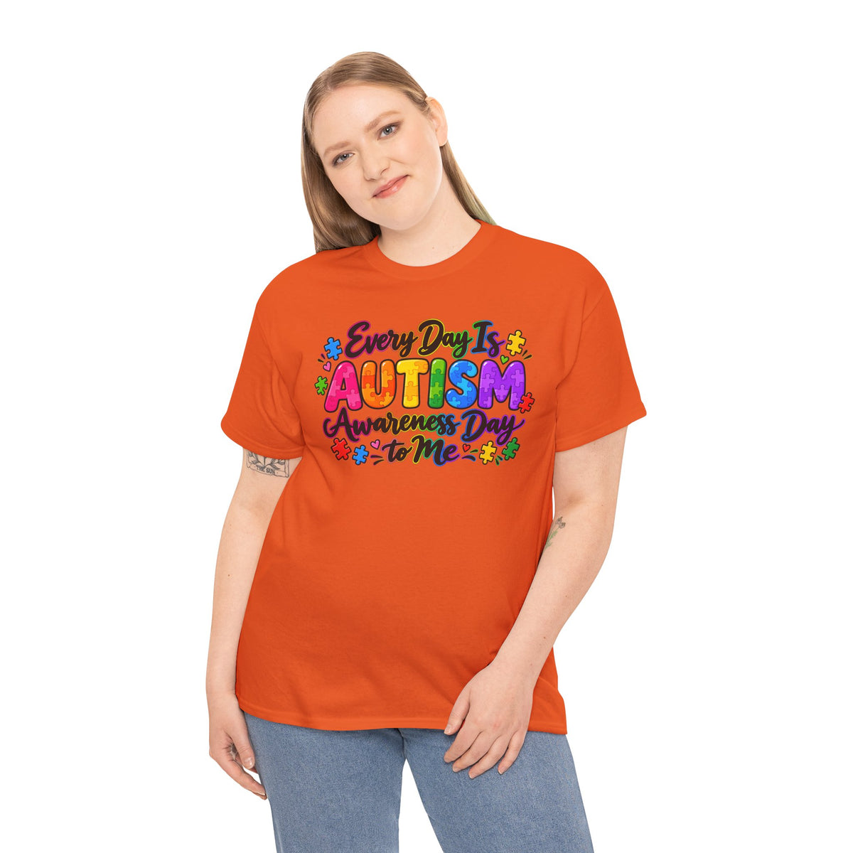 Autism Awareness T-Shirt — "Every Day Is Autism Awareness Day to Me" Colorful Puzzle Tee