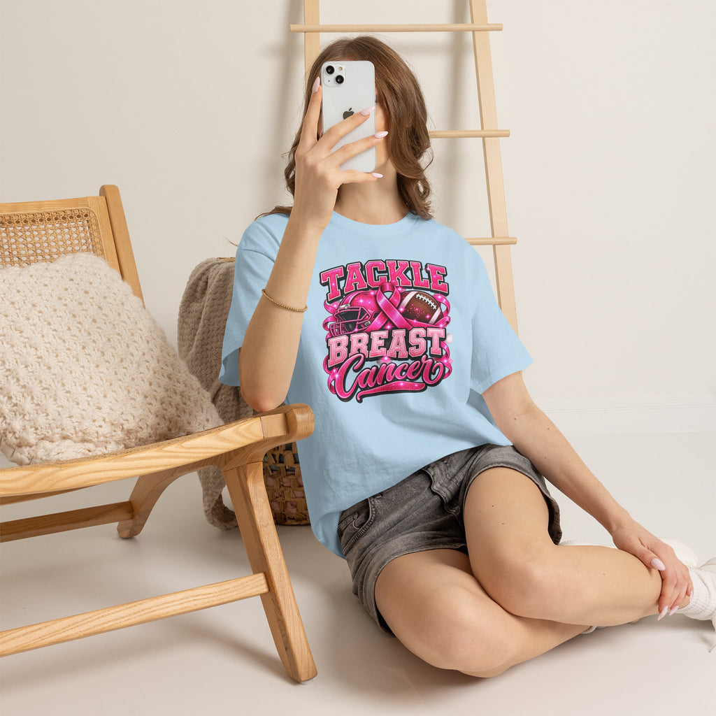 T-Shirt — "Tackle Breast Cancer" Pink Football Awareness Tee
