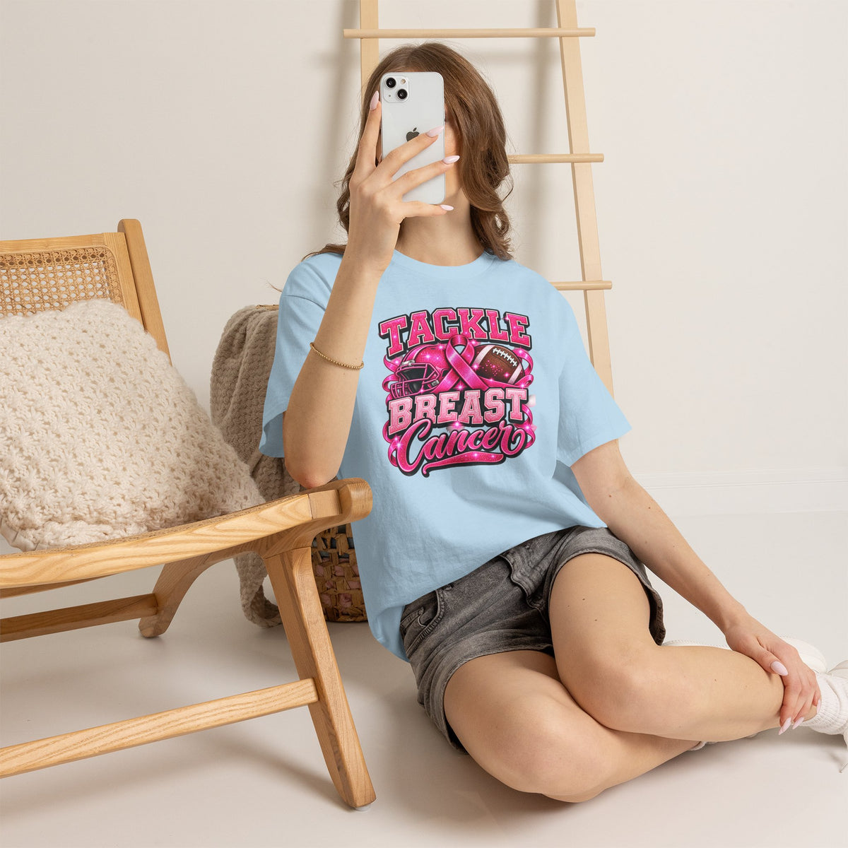 T-Shirt — "Tackle Breast Cancer" Pink Football Awareness Tee