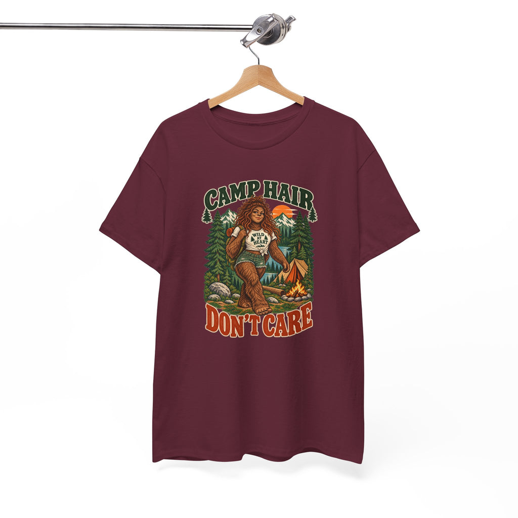 Camp Hair Don't Care T-Shirt — Retro Camping Graphic Tee