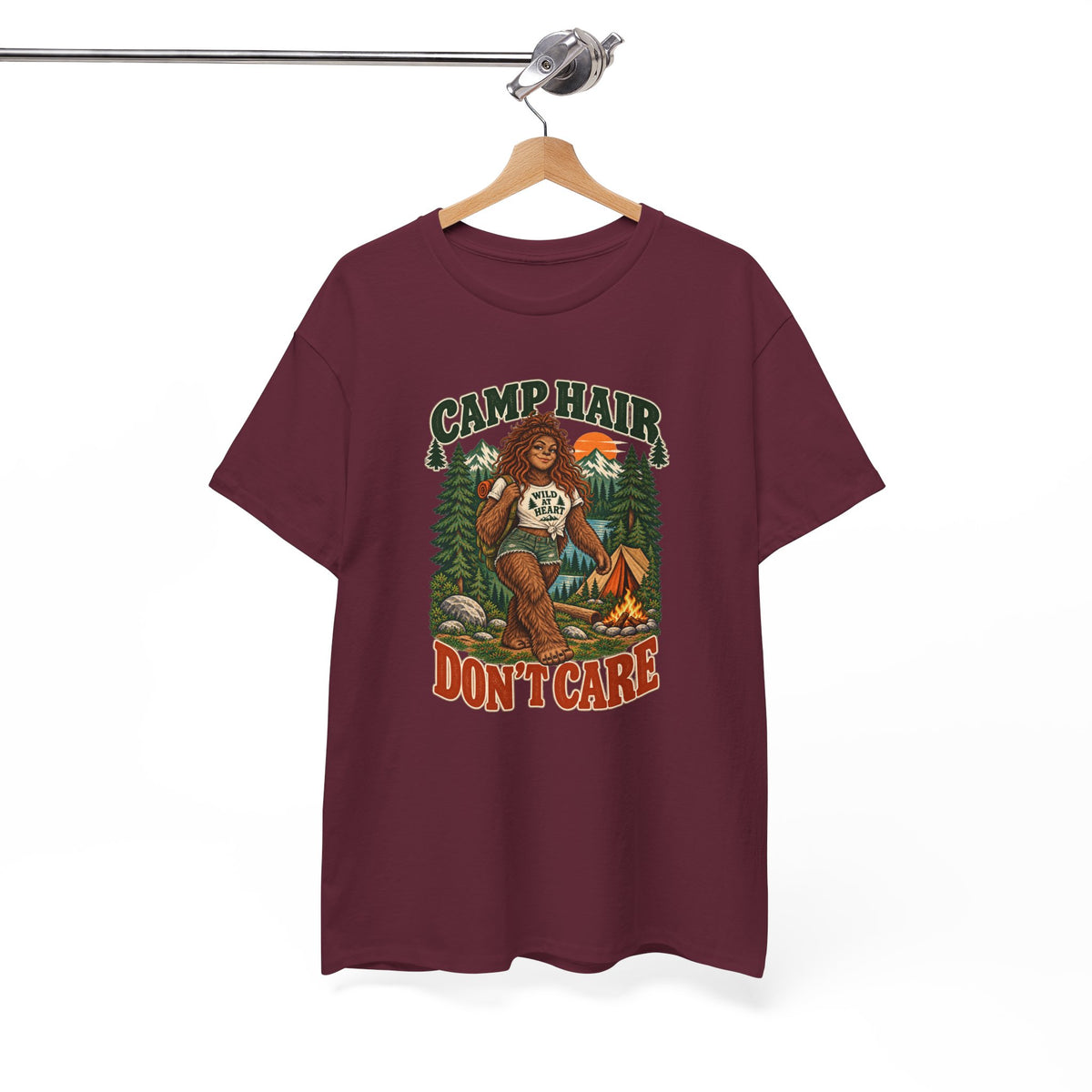 Camp Hair Don't Care T-Shirt — Retro Camping Graphic Tee
