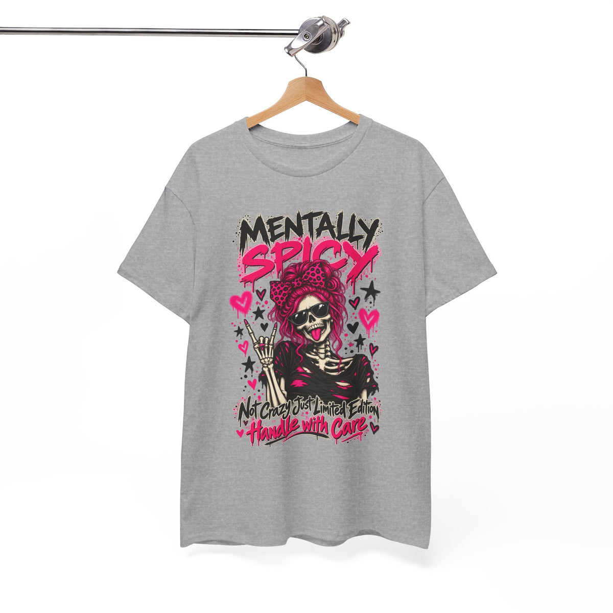 Mentally Spicy Skeleton Graphic T-Shirt