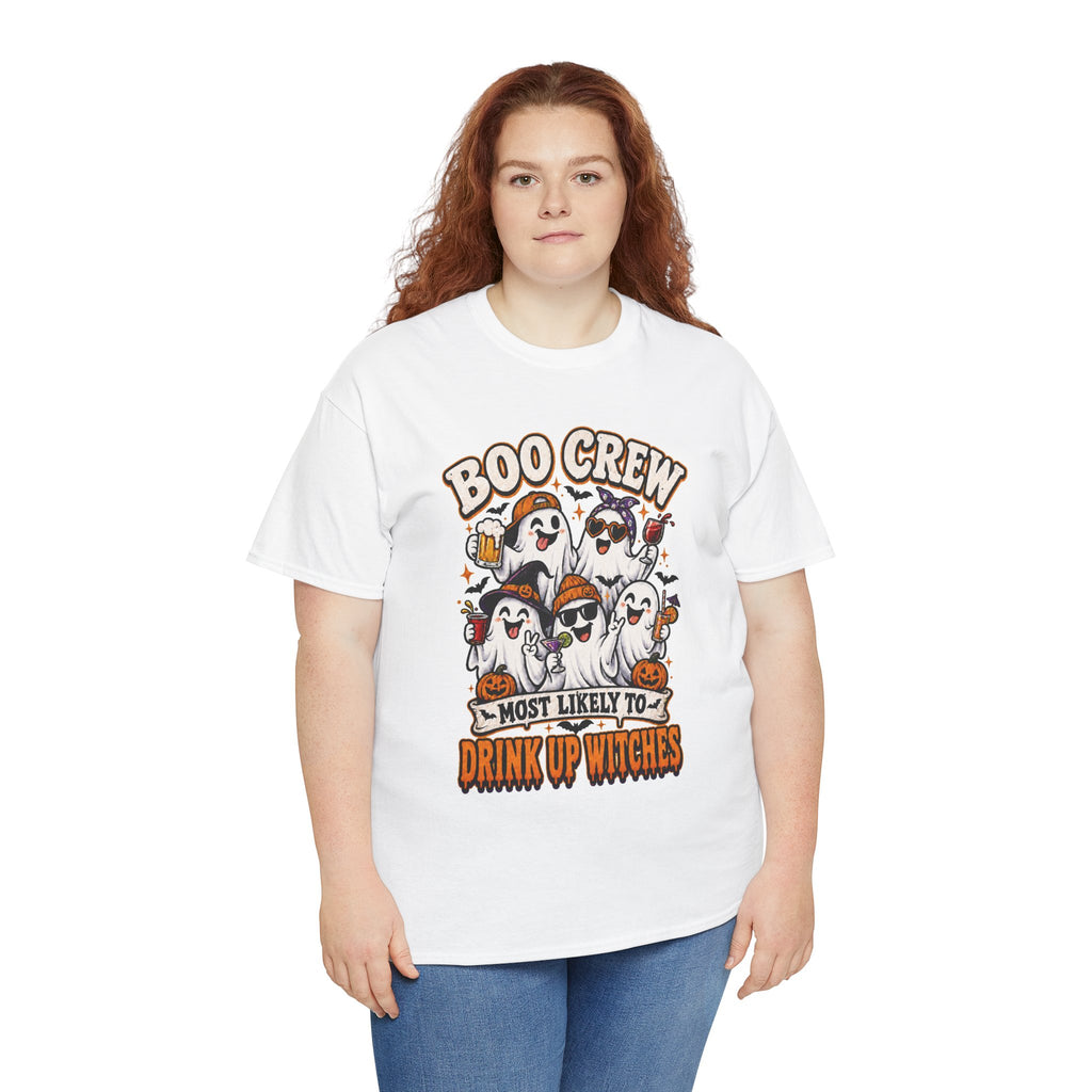 Boo Crew Halloween Tee — "Most Likely to Drink Up Witches" Ghost Party Shirt