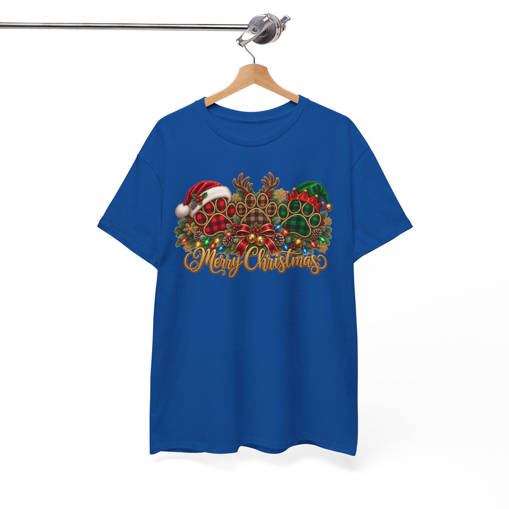 Merry Christmas Paw Prints Holiday Graphic Tee