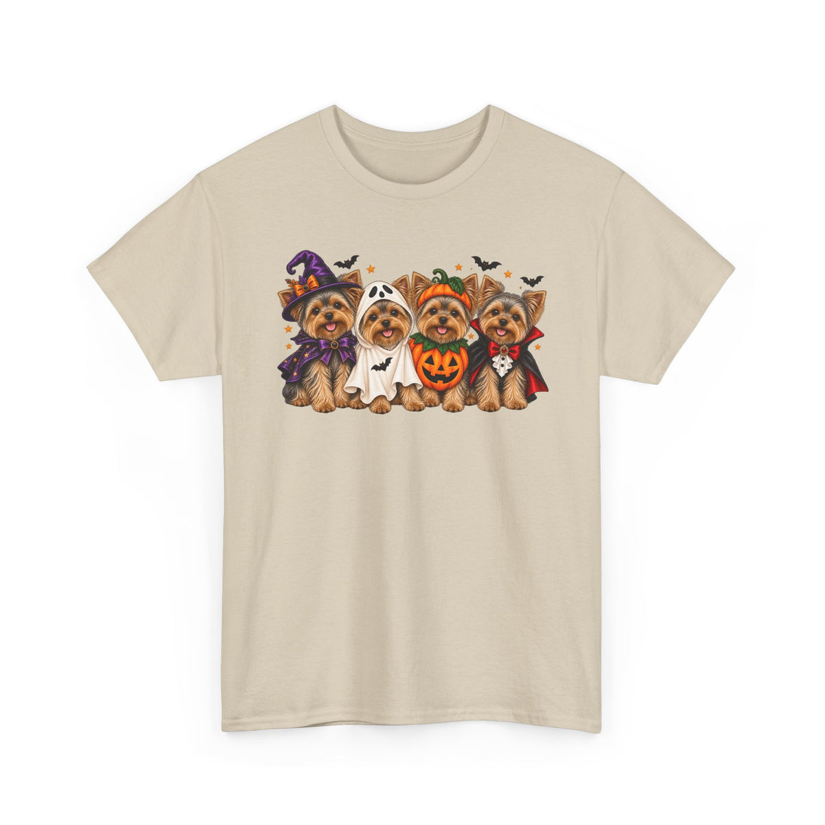 Halloween Yorkie T-Shirt — Cute Yorkies in Costumes (Pumpkin, Ghost, Witch, Vampire)