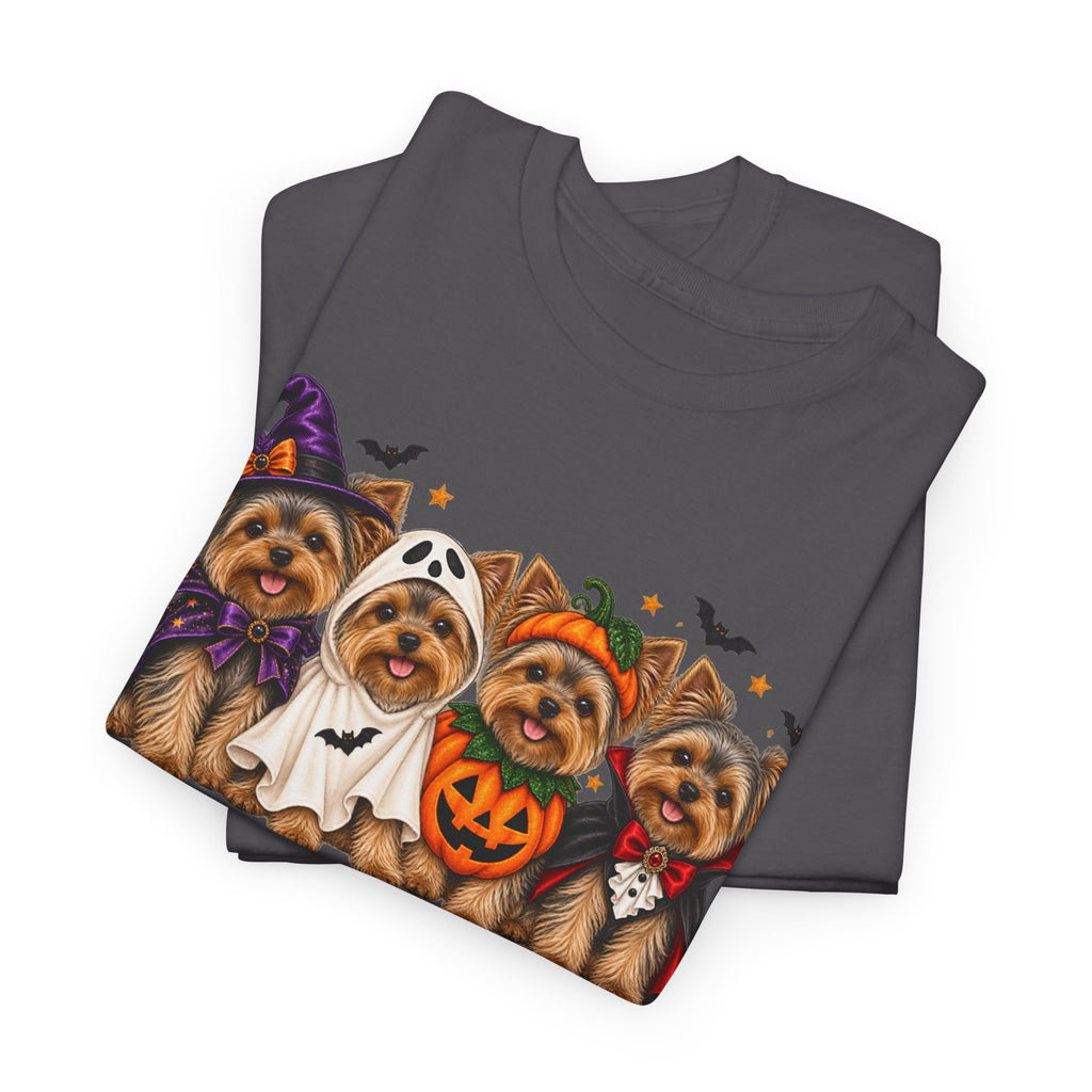 Halloween Yorkie T-Shirt — Cute Yorkies in Costumes (Pumpkin, Ghost, Witch, Vampire)