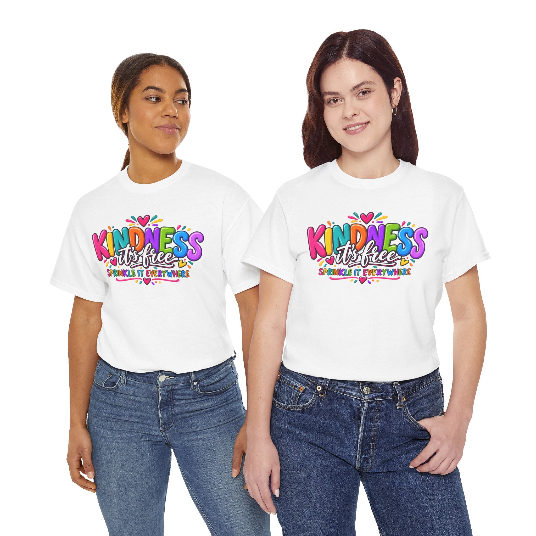 Kindness Is Free Rainbow Tee — Cute Positive Message T-Shirt