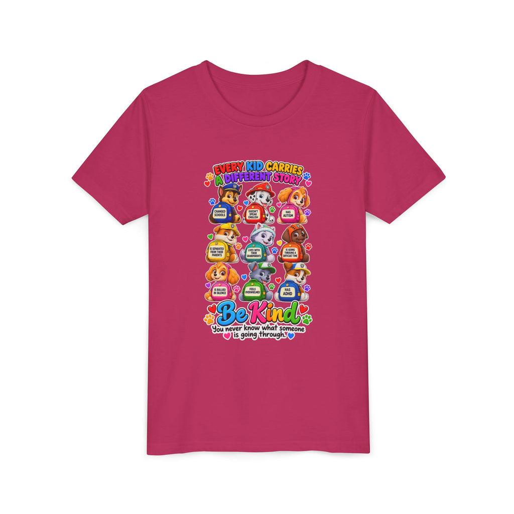 Be Kind Youth Short Sleeve Tee – Colorful Cartoon Character Shirt
