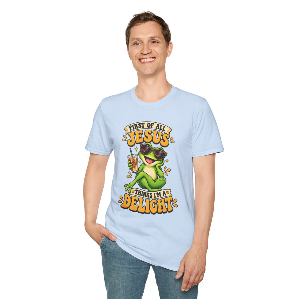 Jesus Frog T-Shirt — "First of All Jesus" Cute Frog Christian Tee