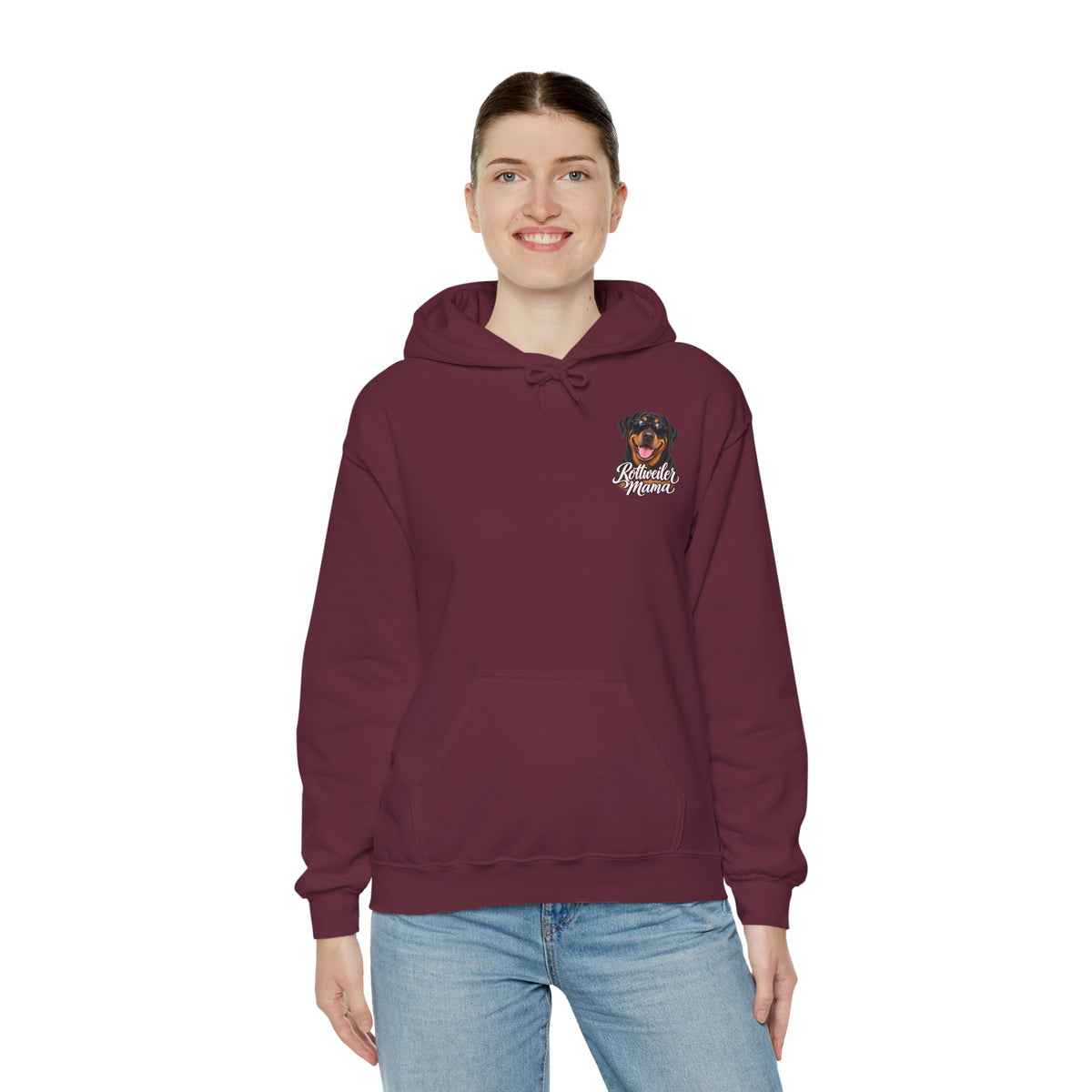 Rottweiler Mama Hoodie — Cute Rottie Portrait Pullover for Dog Moms