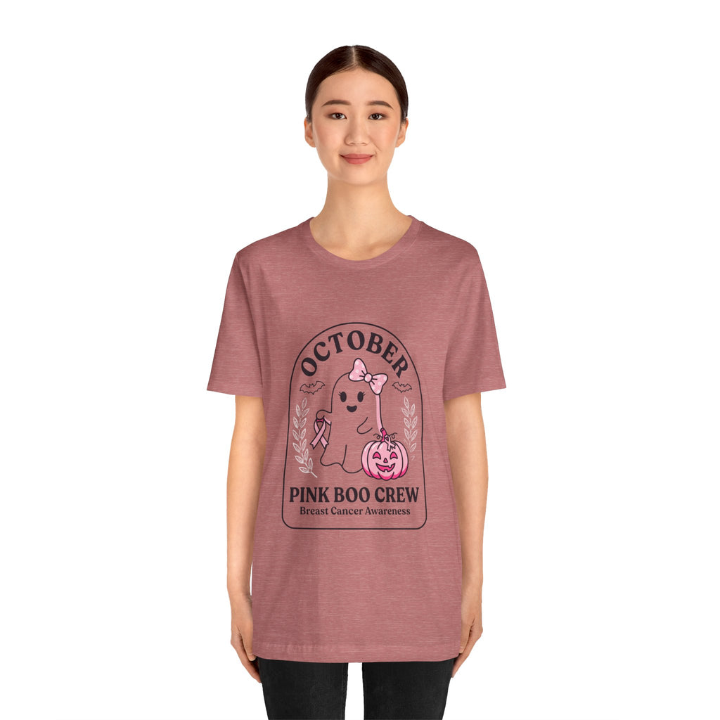 October Pink Boo Crew Tee — Breast Cancer Awareness Ghost T-Shirt