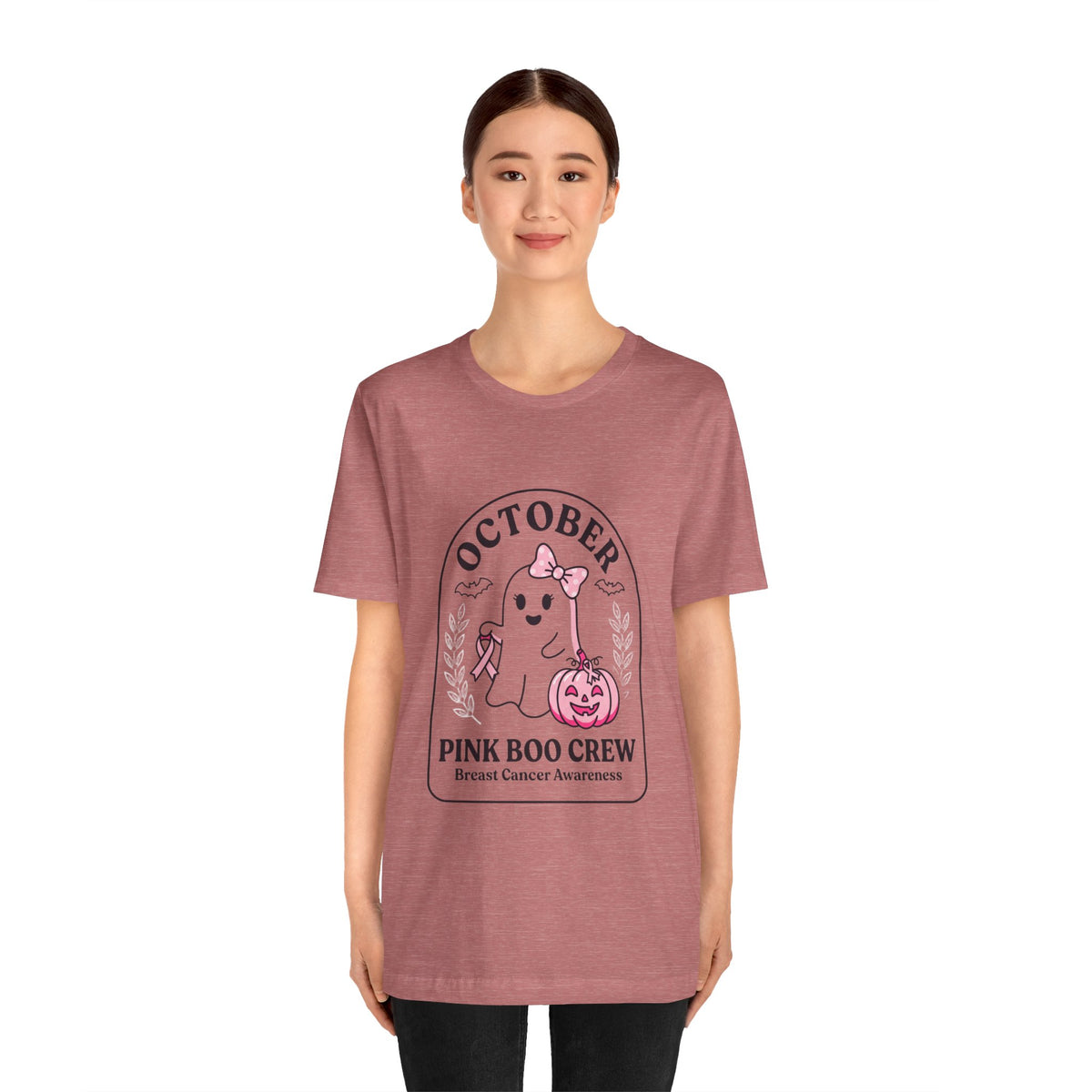 October Pink Boo Crew Tee — Breast Cancer Awareness Ghost T-Shirt