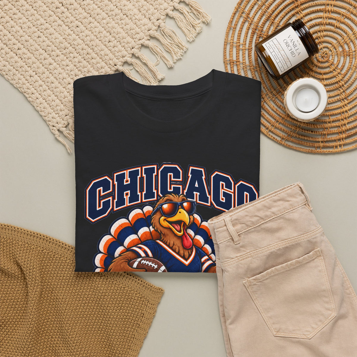 Chicago Thanksgiving Football T-Shirt — Turkey Mascot Game Day Tee