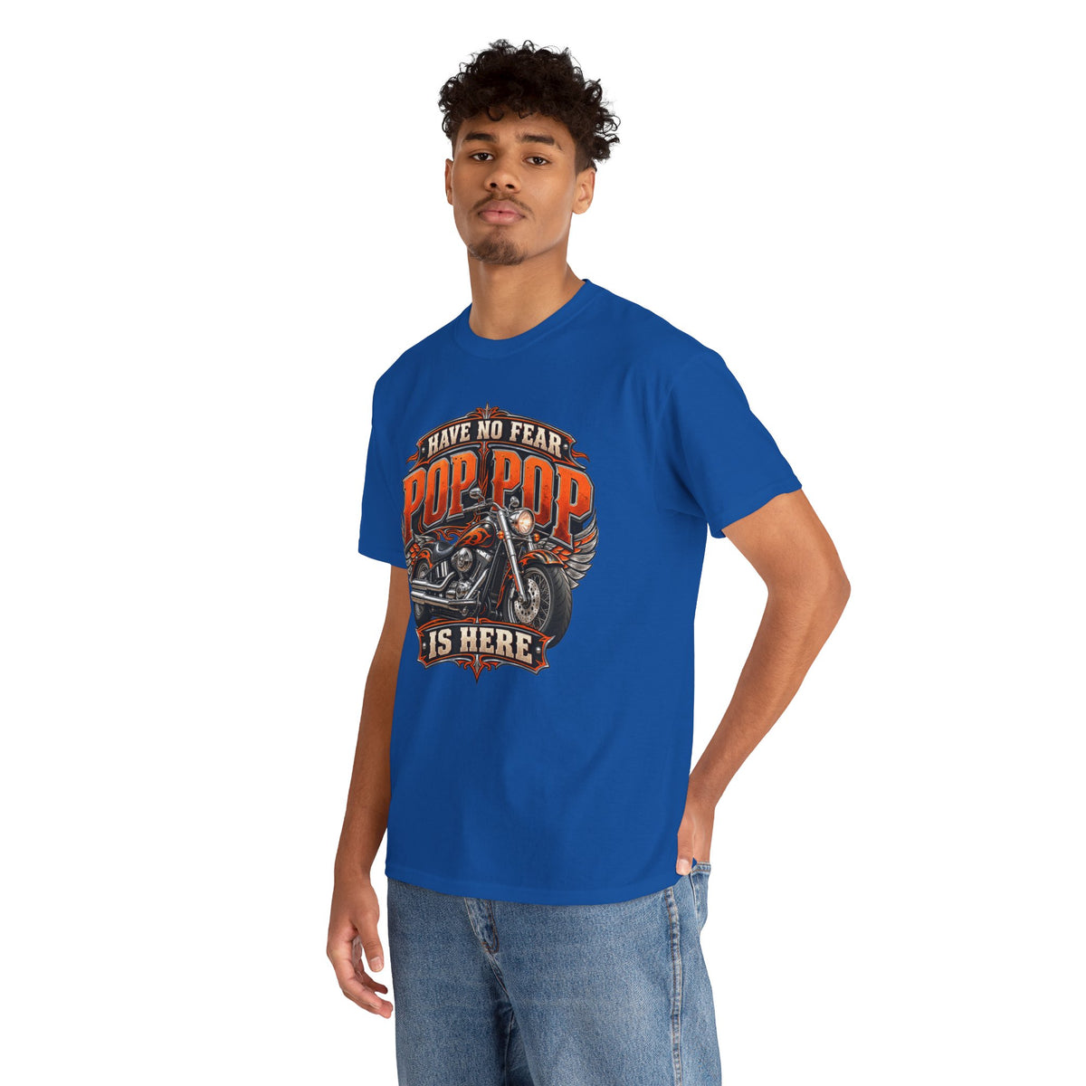 Pop Pop Is Here Motorcycle Dad T-Shirt