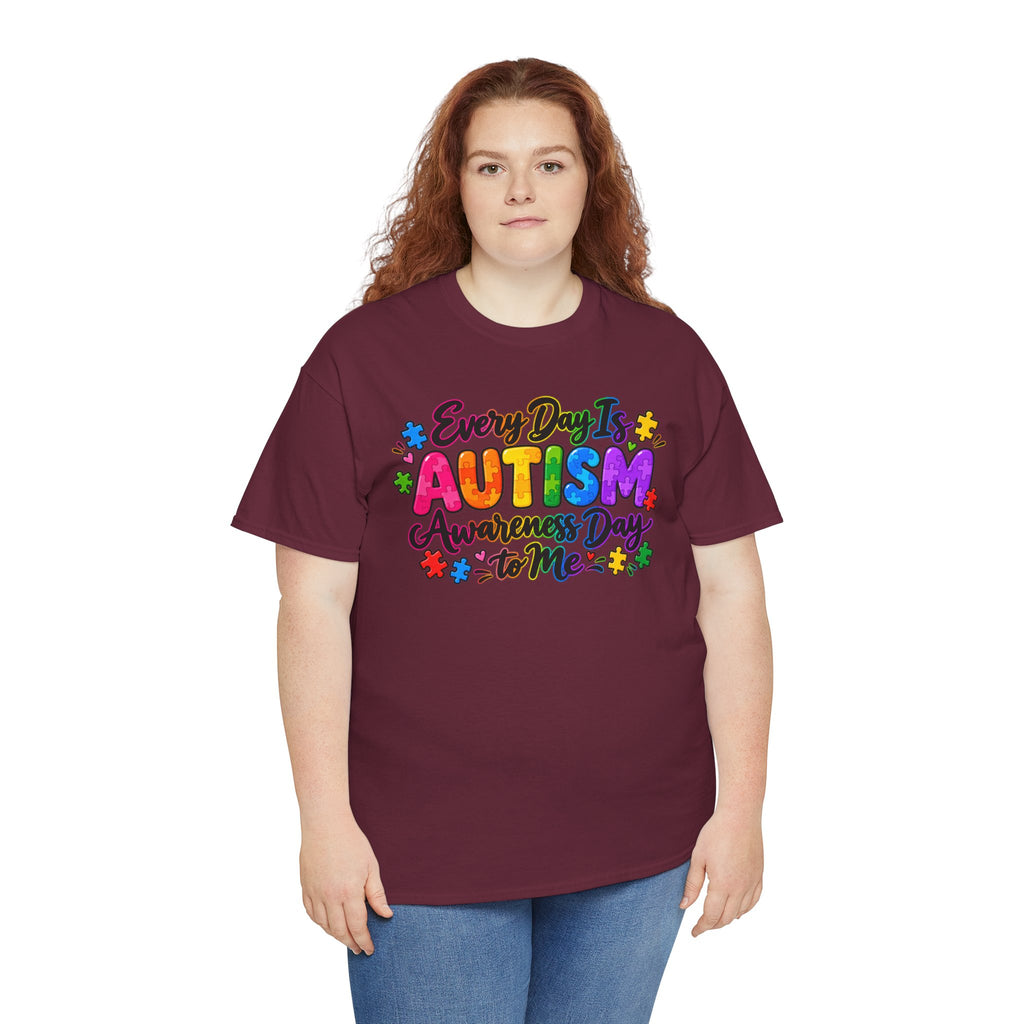 Autism Awareness T-Shirt — "Every Day Is Autism Awareness Day to Me" Colorful Puzzle Tee