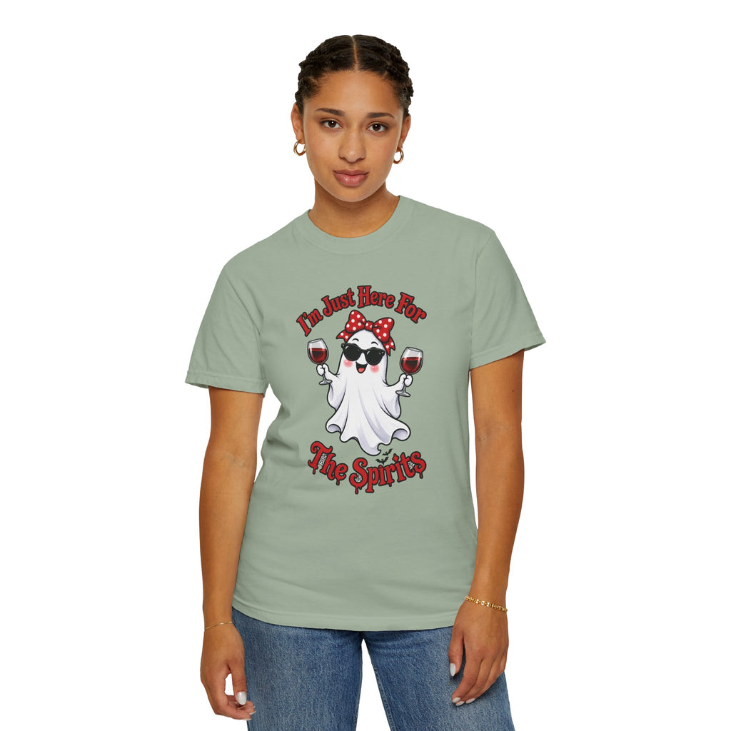 Wine Ghost T-Shirt — "I'm Just Here For The Spirits" Halloween Tee