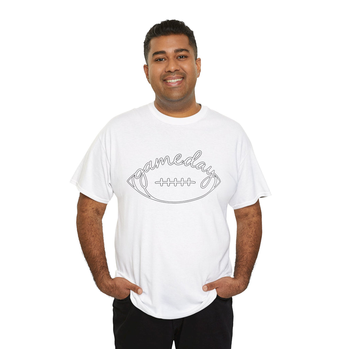 Gameday Football Tee — 'gameday' Script Football Graphic T-Shirt