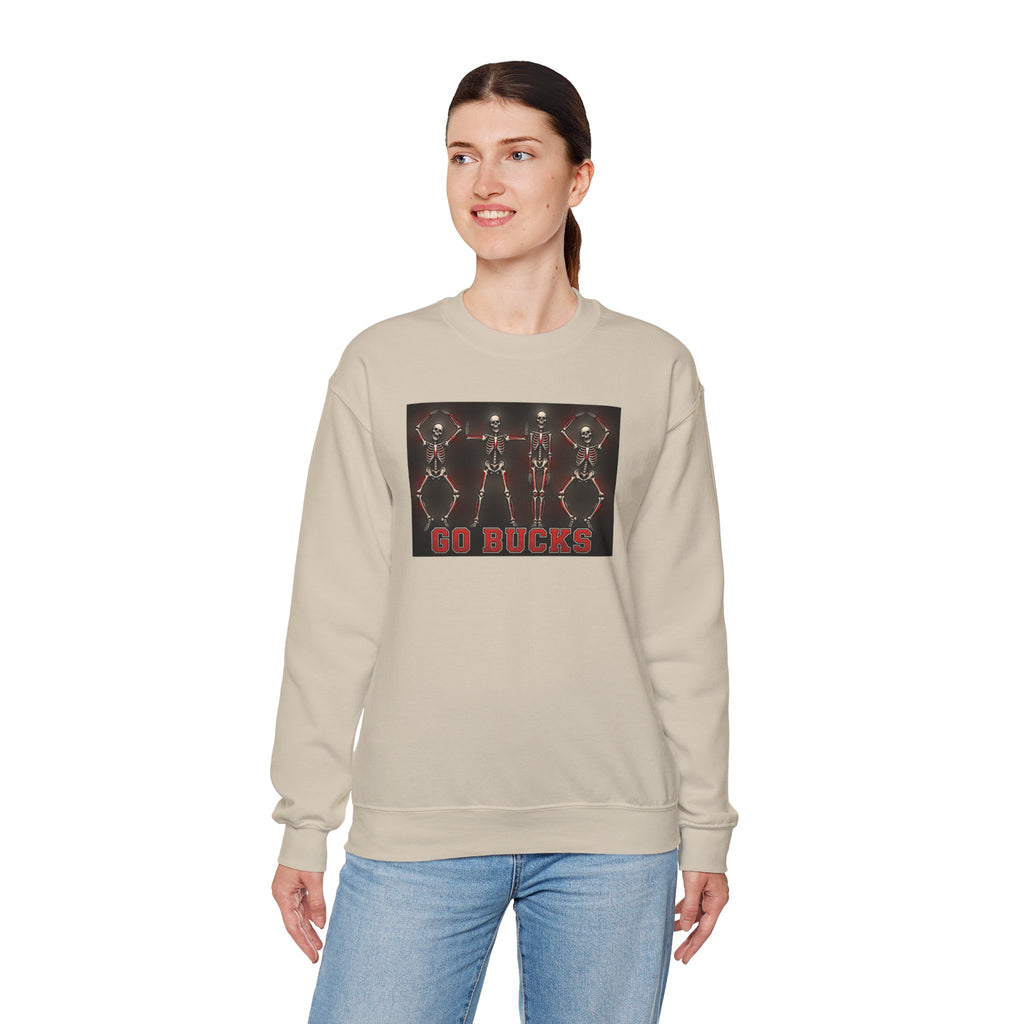 Crewneck Sweatshirt — 'Go Bucks' Dance Skeletons Graphic