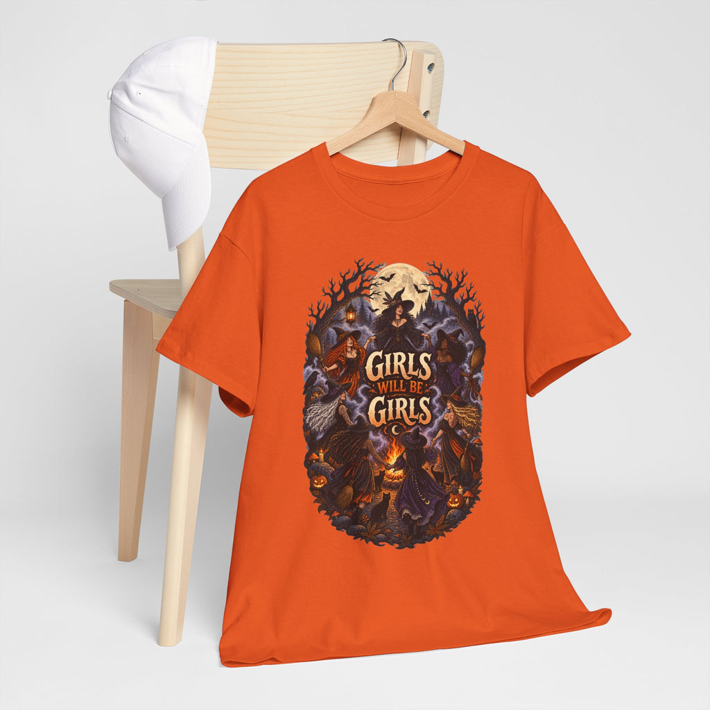 Girls Will Be Girls T-Shirt — Witchy Campfire Illustration Tee