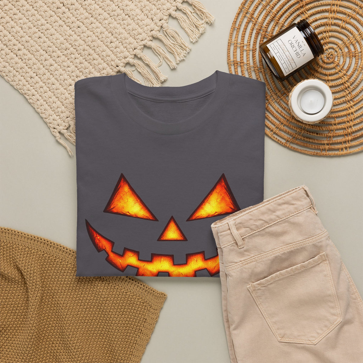 Jack-O'-Lantern Pumpkin Scary Face T-Shirt — Halloween Horror Costume Tee