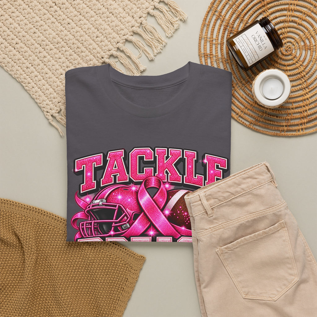 T-Shirt — "Tackle Breast Cancer" Pink Football Awareness Tee