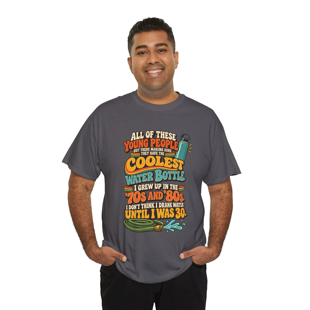 Retro 70s-80s Funny Water Bottle Tee — "Coolest Water Bottle" Graphic T-Shirt