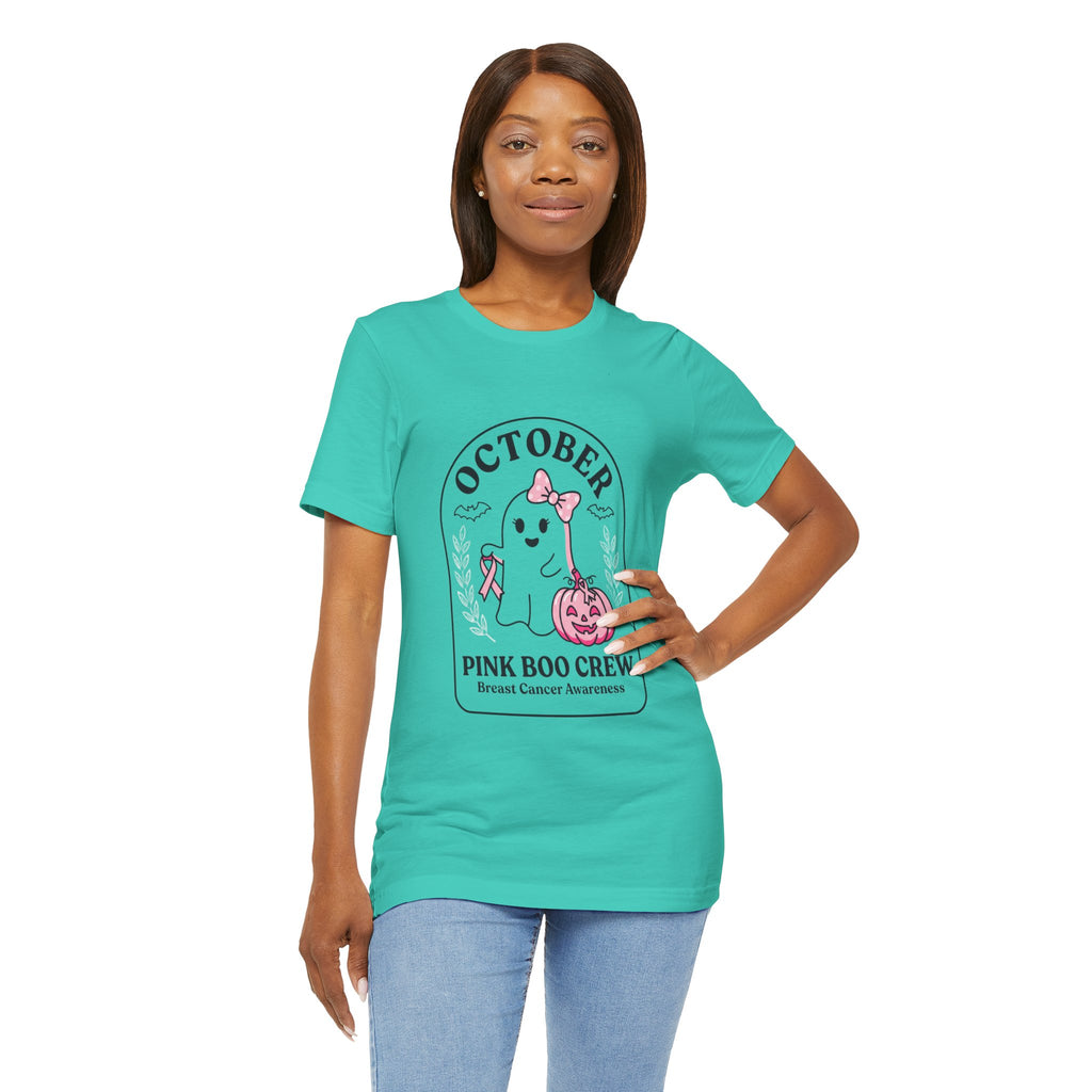 October Pink Boo Crew Tee — Breast Cancer Awareness Ghost T-Shirt