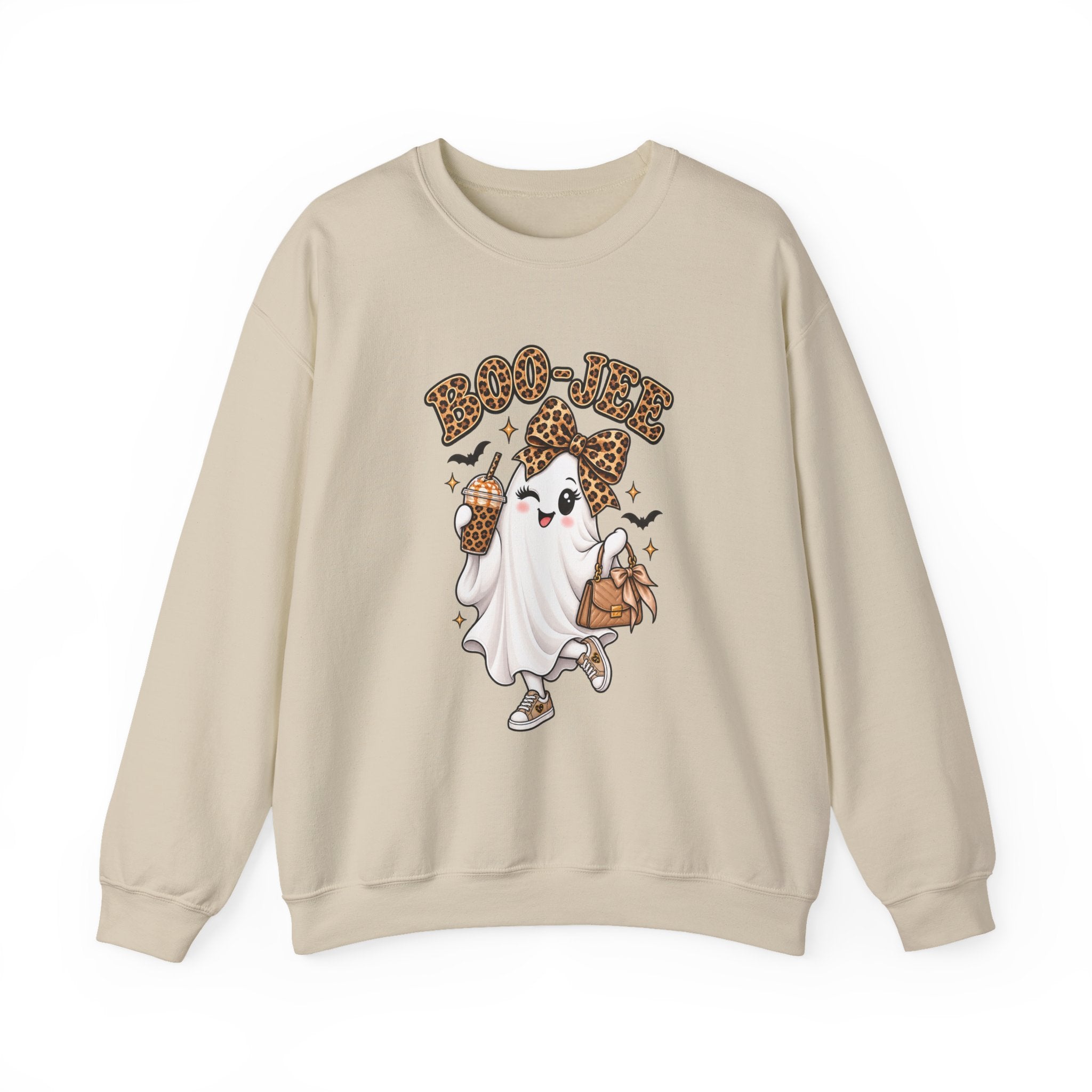 Cute Ghost Sweatshirt – Leopard Print Halloween Crewneck | Funny Boo Shirt Gift for Her
