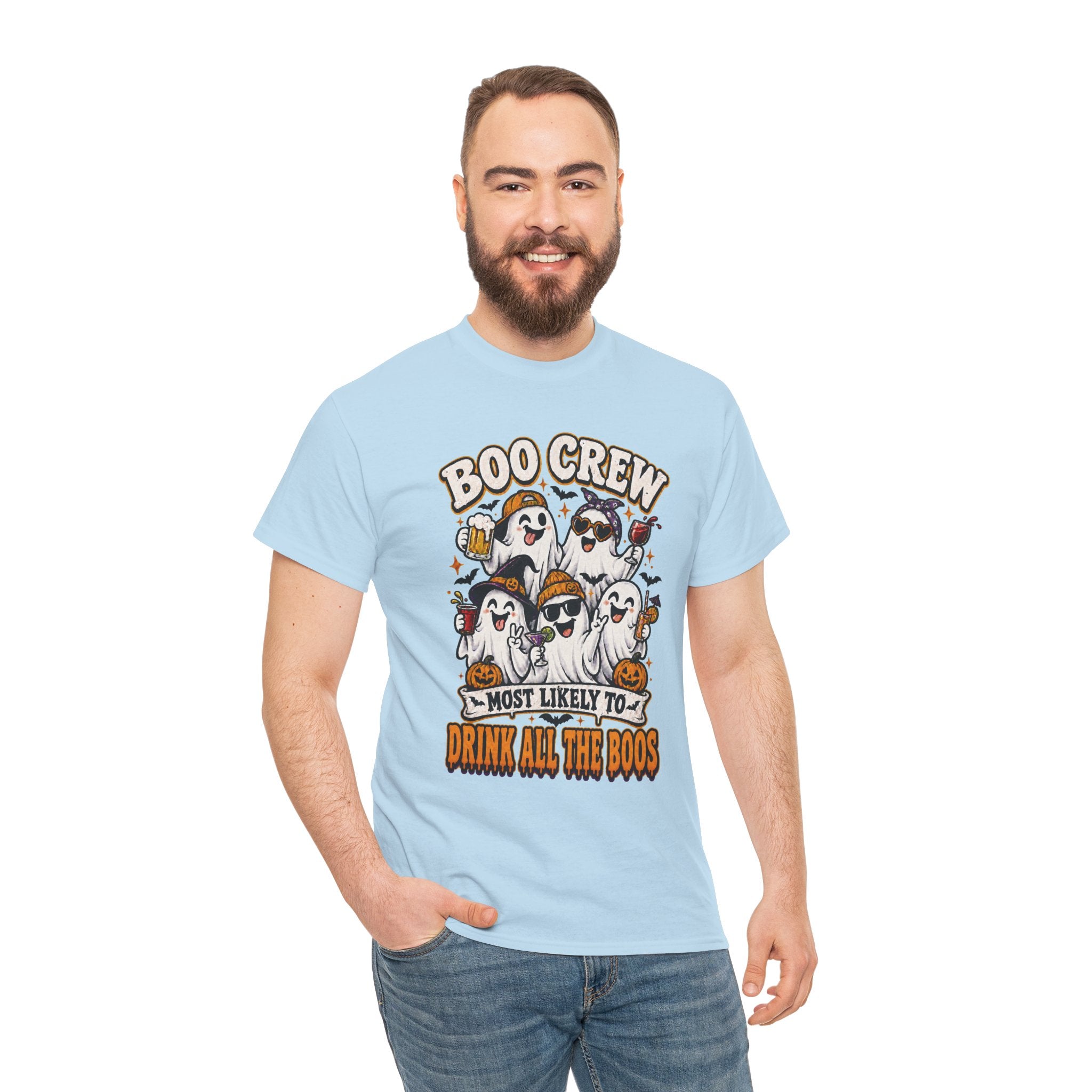 Boo Crew Halloween Tee — “Most Likely To Drink All The Boos” Ghost Party Shirt