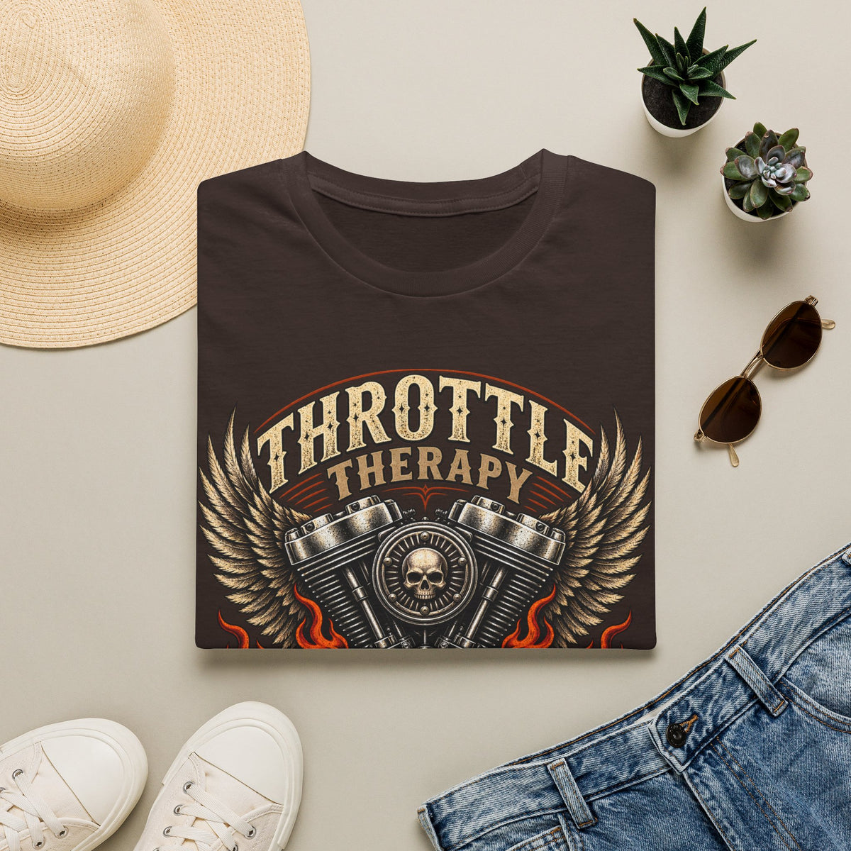 Throttle Therapy Motorcycle T‑Shirt — Fueled by Freedom Riding Tee
