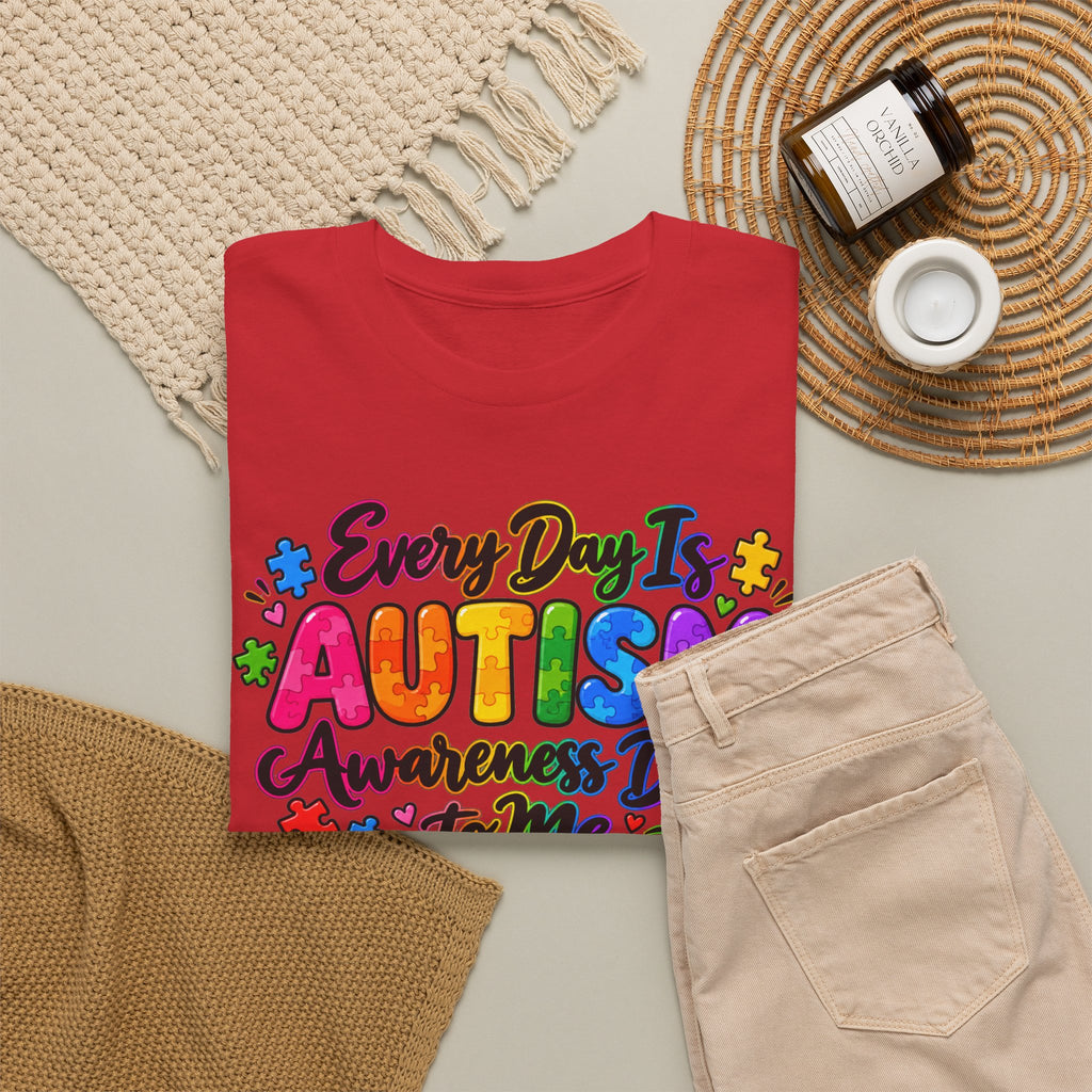 Autism Awareness T-Shirt — "Every Day Is Autism Awareness Day to Me" Colorful Puzzle Tee