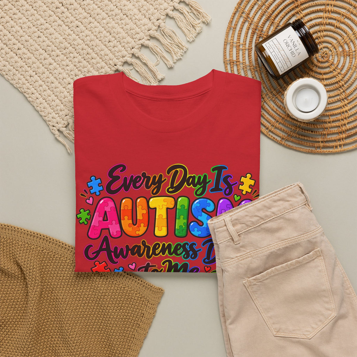 Autism Awareness T-Shirt — "Every Day Is Autism Awareness Day to Me" Colorful Puzzle Tee