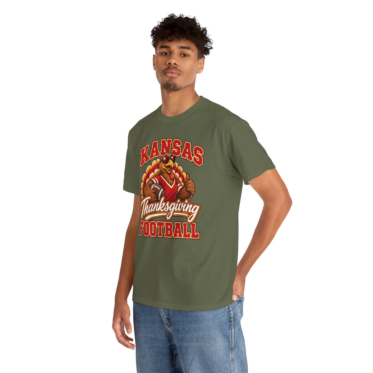 Kansas Thanksgiving Football T‑Shirt — Turkey Mascot Holiday Game Tee